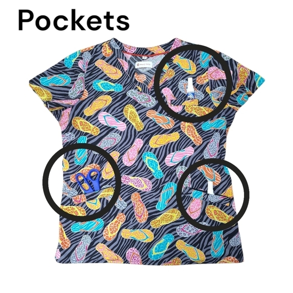 White Cross Flup Flop Print Scrubbs Size Medium - Picture 5 of 7